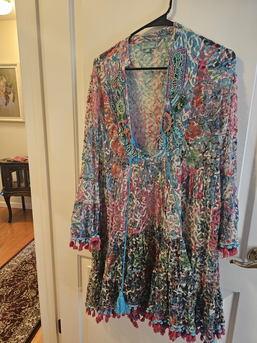Antica Sartoria Giacomo Multicolor Tassel Boho Mini Dress One Size